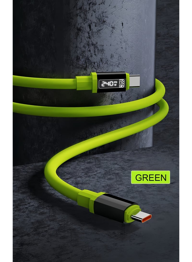 بيتينو كابل USB C، كابل شحن سريع USB-C بسعة 240 واط بعرض 4.92 قدم 6أمبير، كابل سيليكون من سبيكة الزنك من USB-C إلى USB-C لأجهزة iPhone 17/Pro/Plus/Pro Max، MacBook، iPad Pro، Galaxy S24/S23 - Image 2